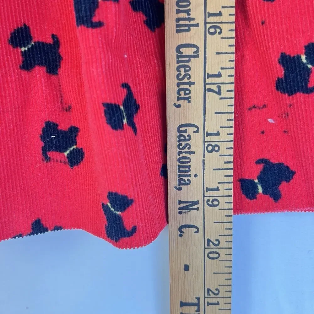 Vintage Kelly's Kids Corduroy Dress Girl's 2 Scottie Dogs Red Christmas USA